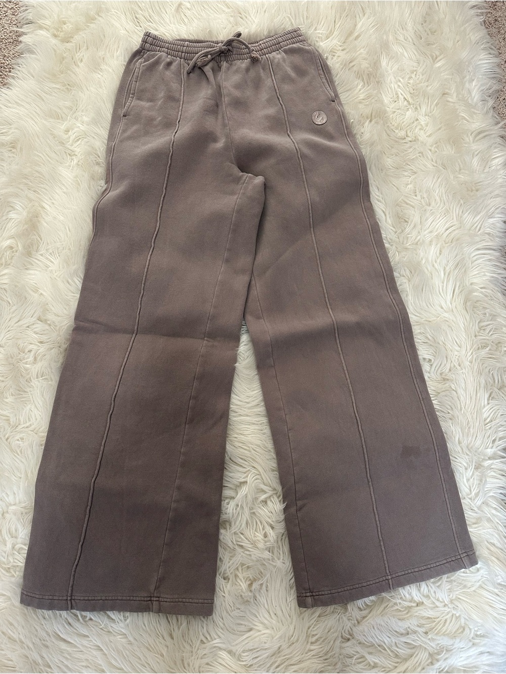 PINK Victoria's Secret Wide-Leg Drawstring Sweatpants - Taupe